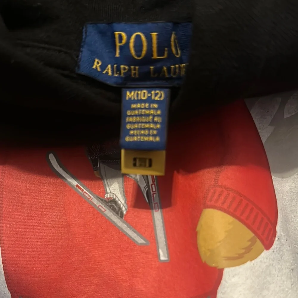 Polo Black boys Hoodie with Bear and Skis